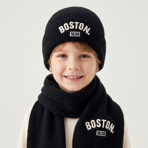Lilo Knit Hat and Scarf Set - Black