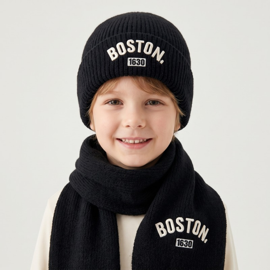 Lilo Knit Hat and Scarf Set - Black