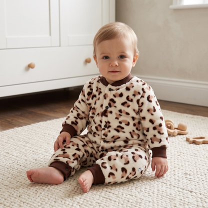Lilo Thickened Baby Sleepsuit - Leopard Print