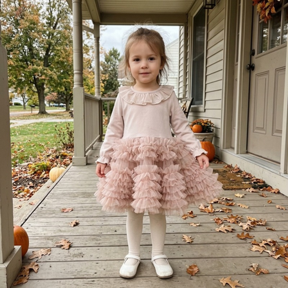 Lilo Long Sleeve Tulle Tutu Dress - Dusty Pink