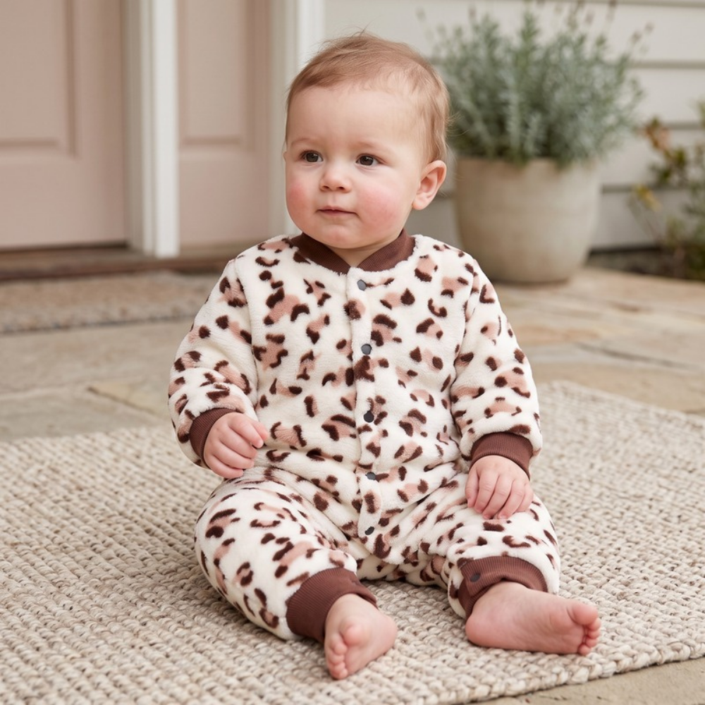 Lilo Thickened Baby Sleepsuit - Leopard Print