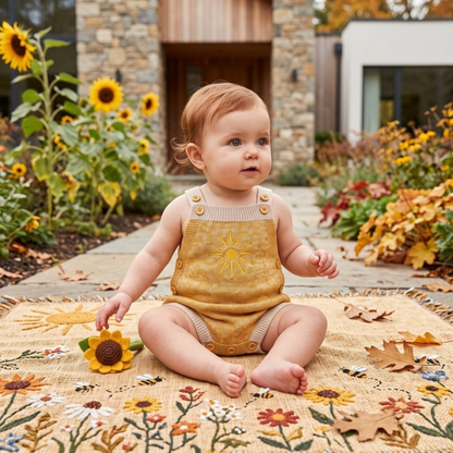 Lilo Sunflower Knit Strap Romper - Yellow