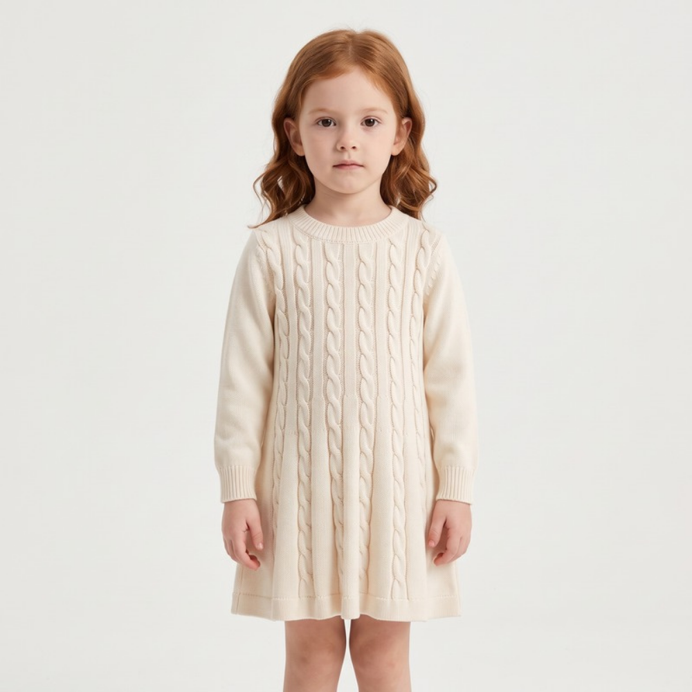 Lilo Cable Knit Sweater Dress - Beige