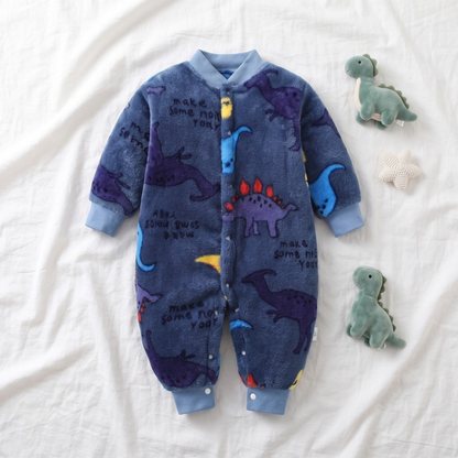 Lilo Thickened Baby Sleepsuit - Navy Dinosaur