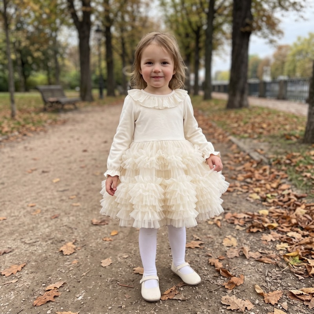 Lilo Long Sleeve Tulle Tutu Dress - Ivory