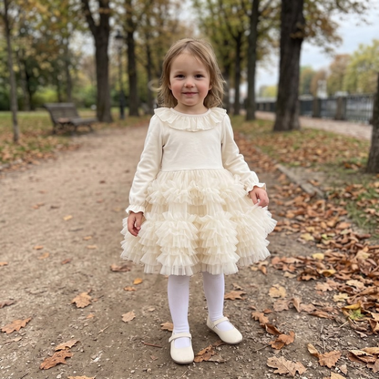 Lilo Long Sleeve Tulle Tutu Dress - Ivory