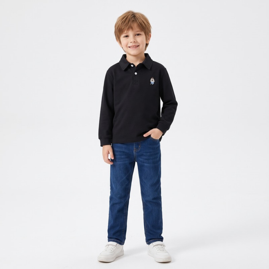 Lilo Prep Boys Polo Shirt - Black