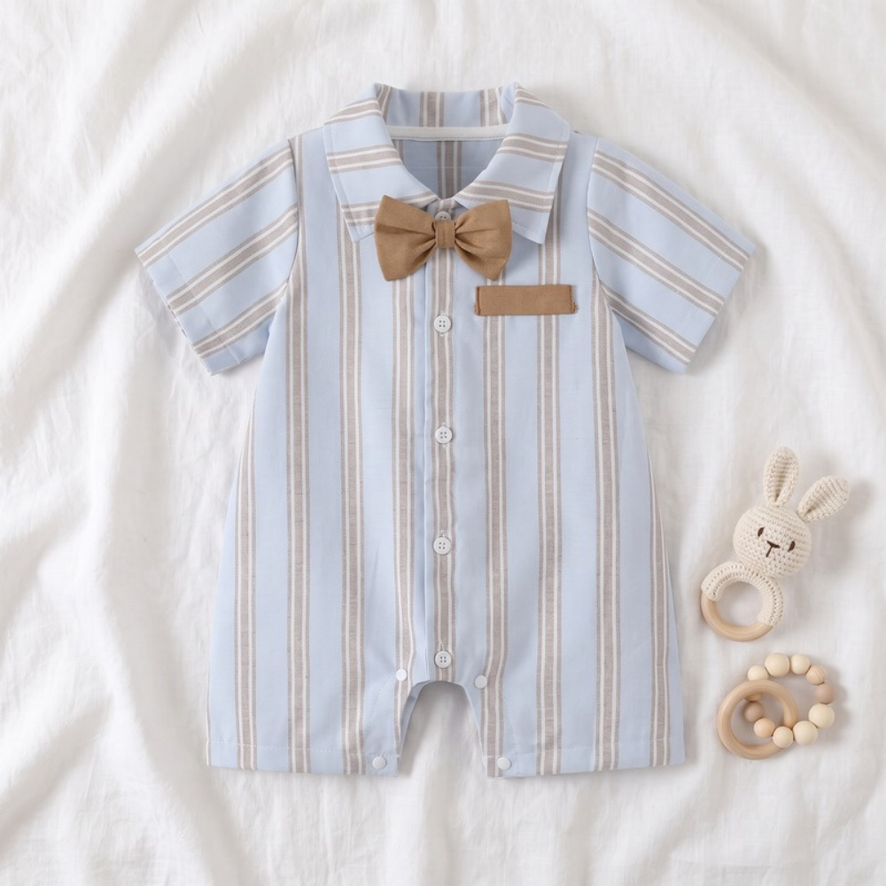 Lilo Striped Newborn Summer Bodysuit - Sky Blue