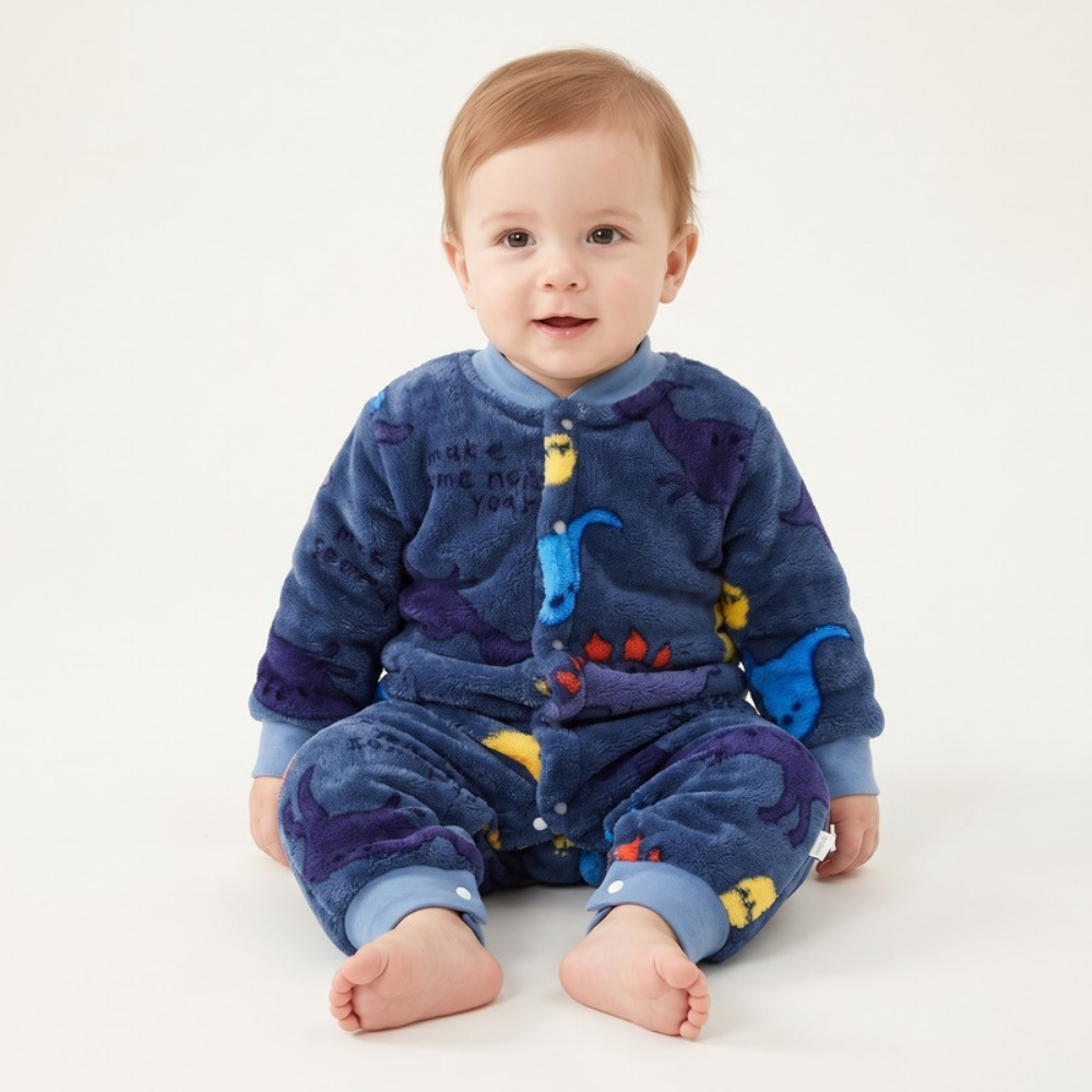 Lilo Thickened Baby Sleepsuit - Navy Dinosaur