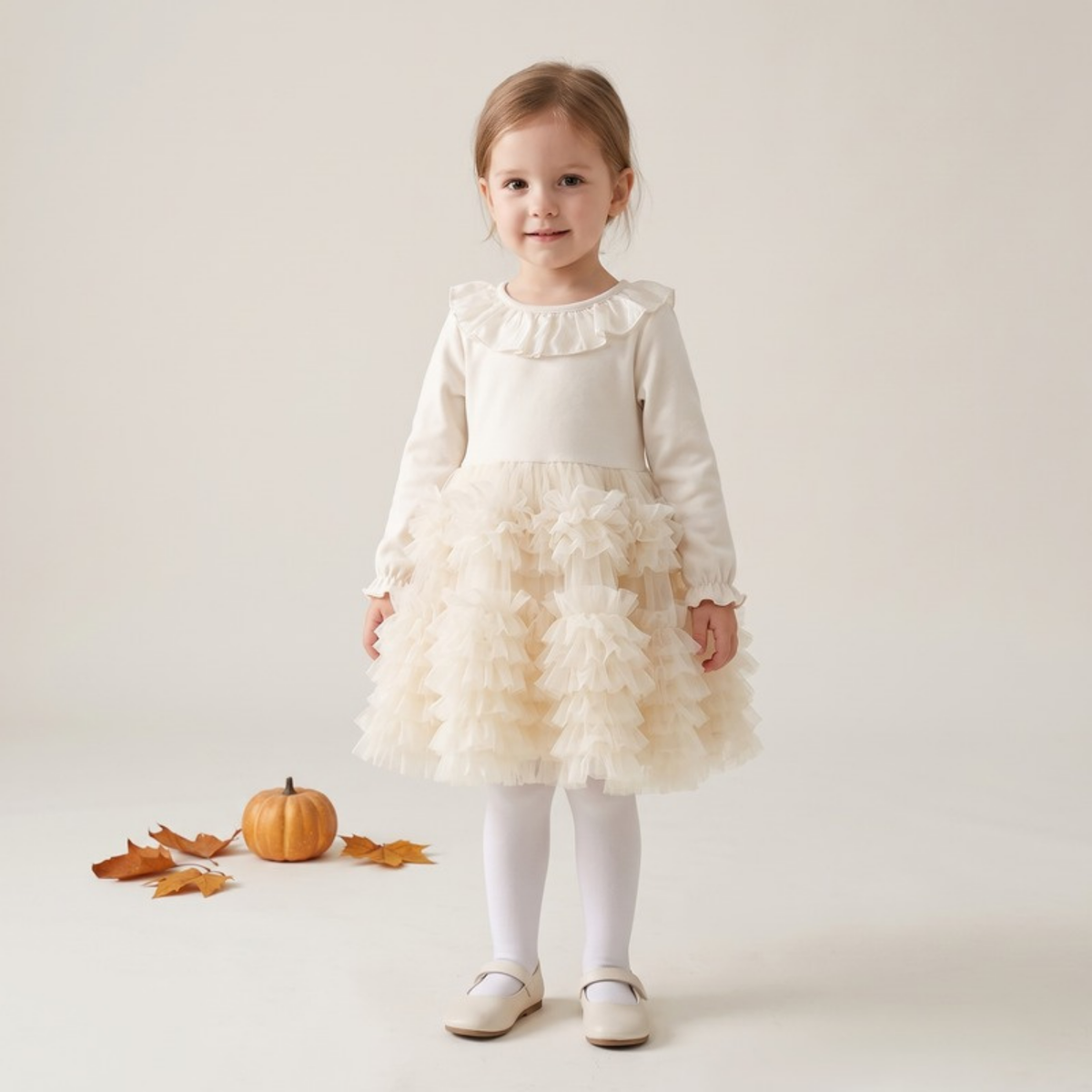 Lilo Long Sleeve Tulle Tutu Dress - Ivory