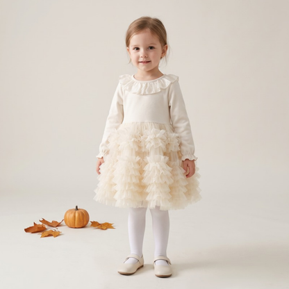 Lilo Long Sleeve Tulle Tutu Dress - Ivory