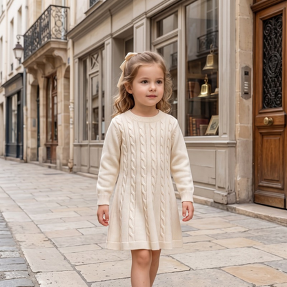 Lilo Cable Knit Sweater Dress - Beige
