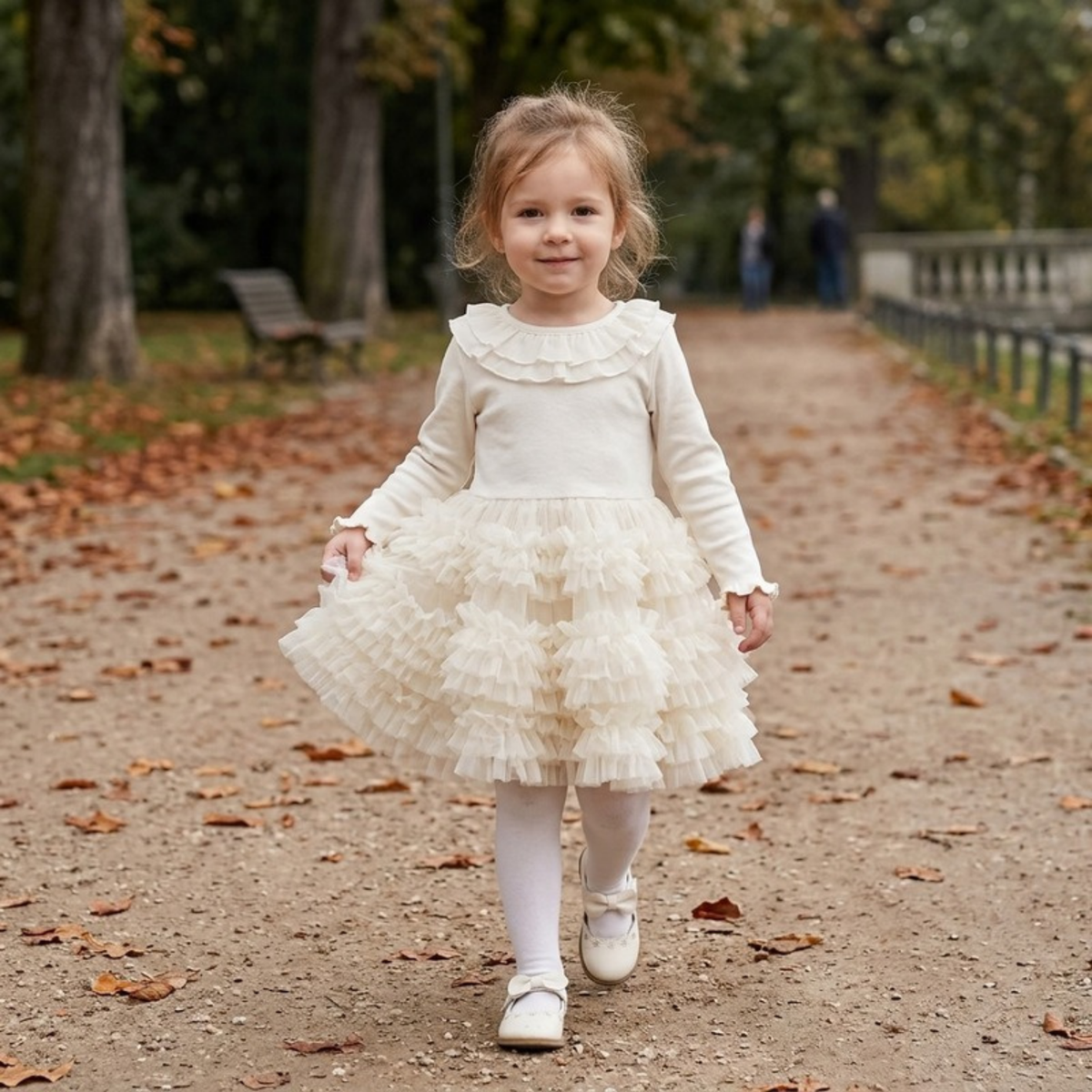 Lilo Long Sleeve Tulle Tutu Dress - Ivory