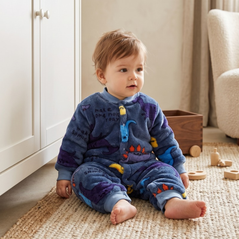Lilo Thickened Baby Sleepsuit - Navy Dinosaur