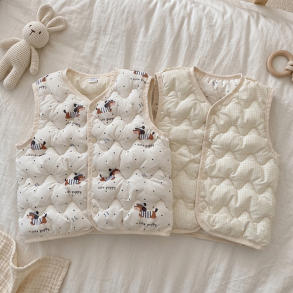 Lilo Reversible Printed Vest - Cream Dachshund