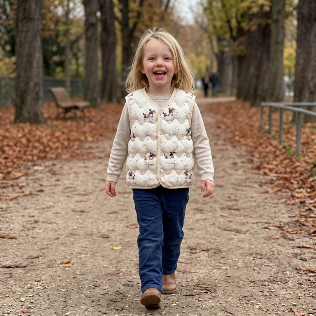 Lilo Reversible Printed Vest - Cream Dachshund