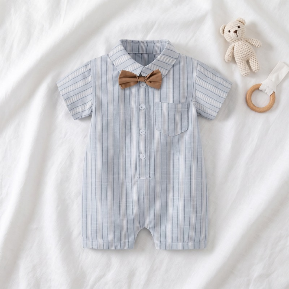 Lilo Striped Newborn Summer Bodysuit - Light Grey