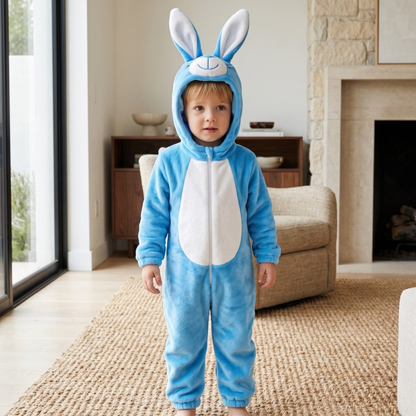 Lilo Festive Animal Hooded Romper - Blue Bunny