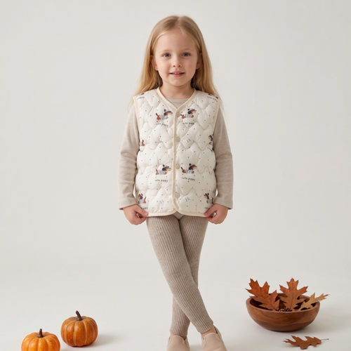 Lilo Reversible Printed Vest - Cream Dachshund