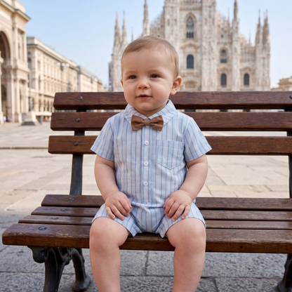Lilo Striped Newborn Summer Bodysuit - Light Grey