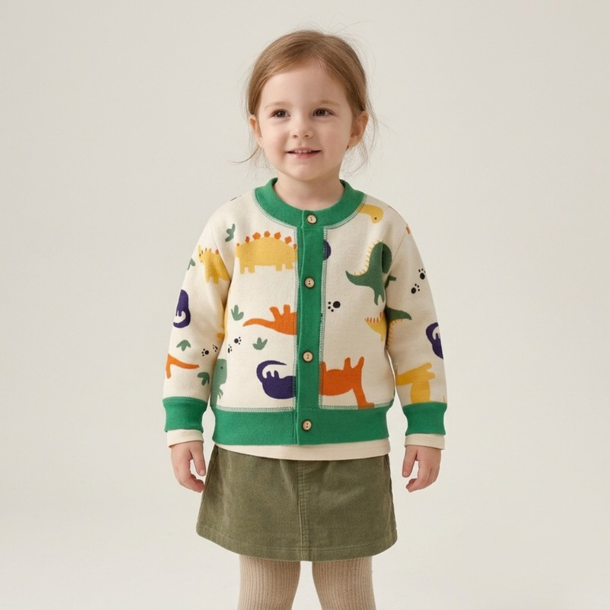 Lilo Thick Knit Button Cardigan - Dinosaur