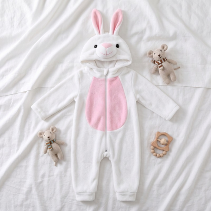 Lilo Festive Animal Hooded Romper - White Bunny