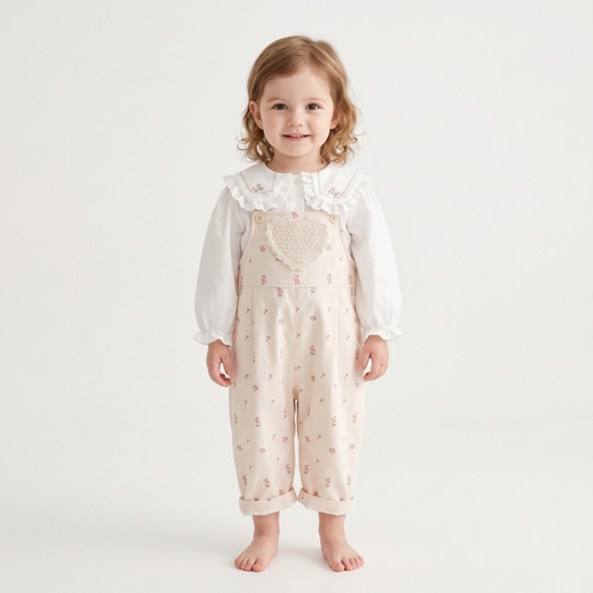 Lilo Floral Heart Dungarees - Floral Dungarees