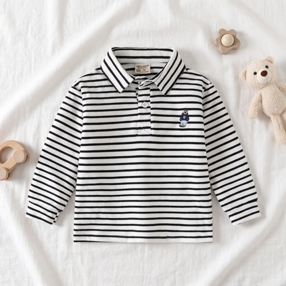 Lilo Prep Boys Polo Shirt - Black Stripe