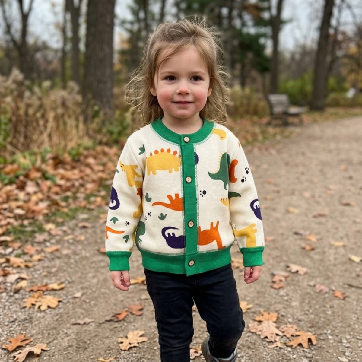 Lilo Thick Knit Button Cardigan - Dinosaur