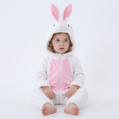 Lilo Festive Animal Hooded Romper - White Bunny