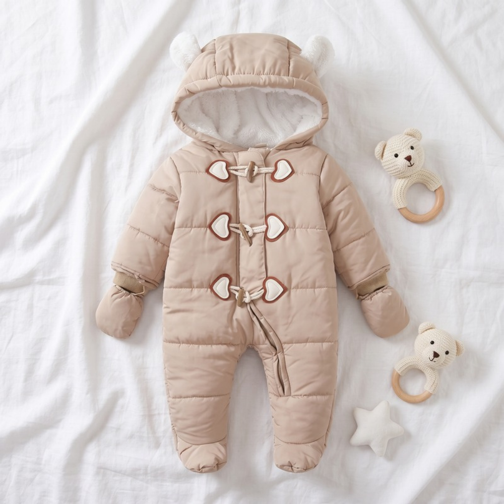 Lilo Hooded Fleece Baby Snowsuit - Deep Khaki
