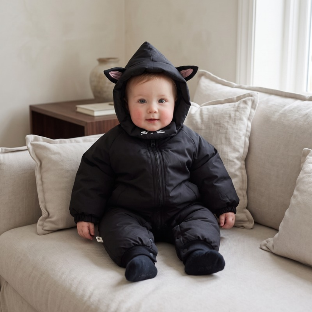 Lilo Padded Winter Jumpsuit - Black Cat