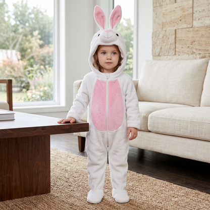 Lilo Festive Animal Hooded Romper - White Bunny