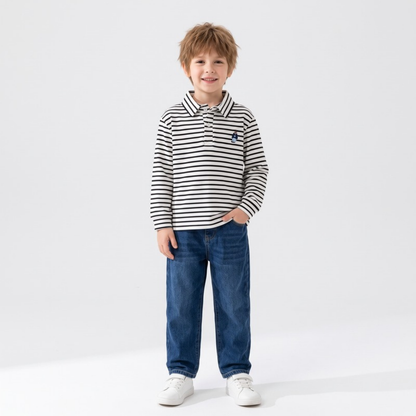 Lilo Prep Boys Polo Shirt - Black Stripe