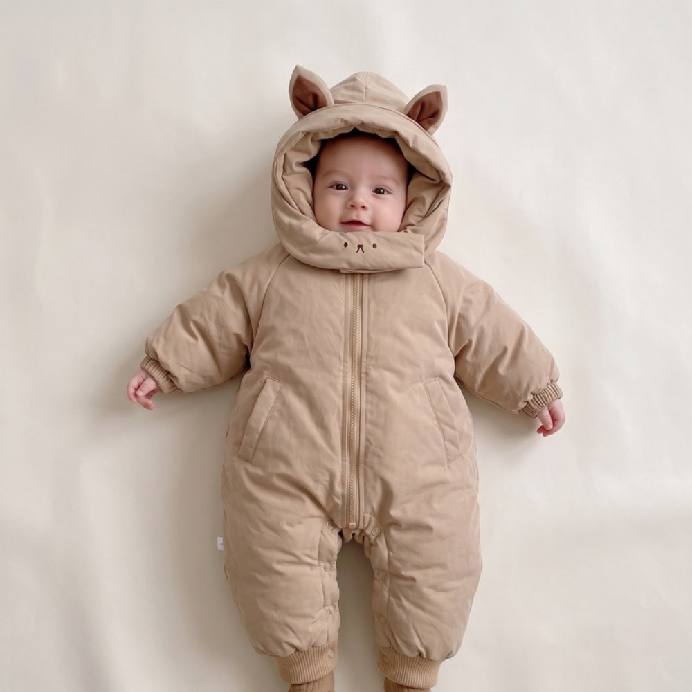 Lilo Padded Winter Jumpsuit - Tan Bear