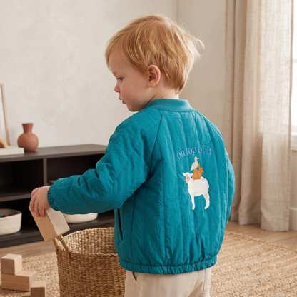 Lilo Lamb Fleece Jacket - Teal Blue