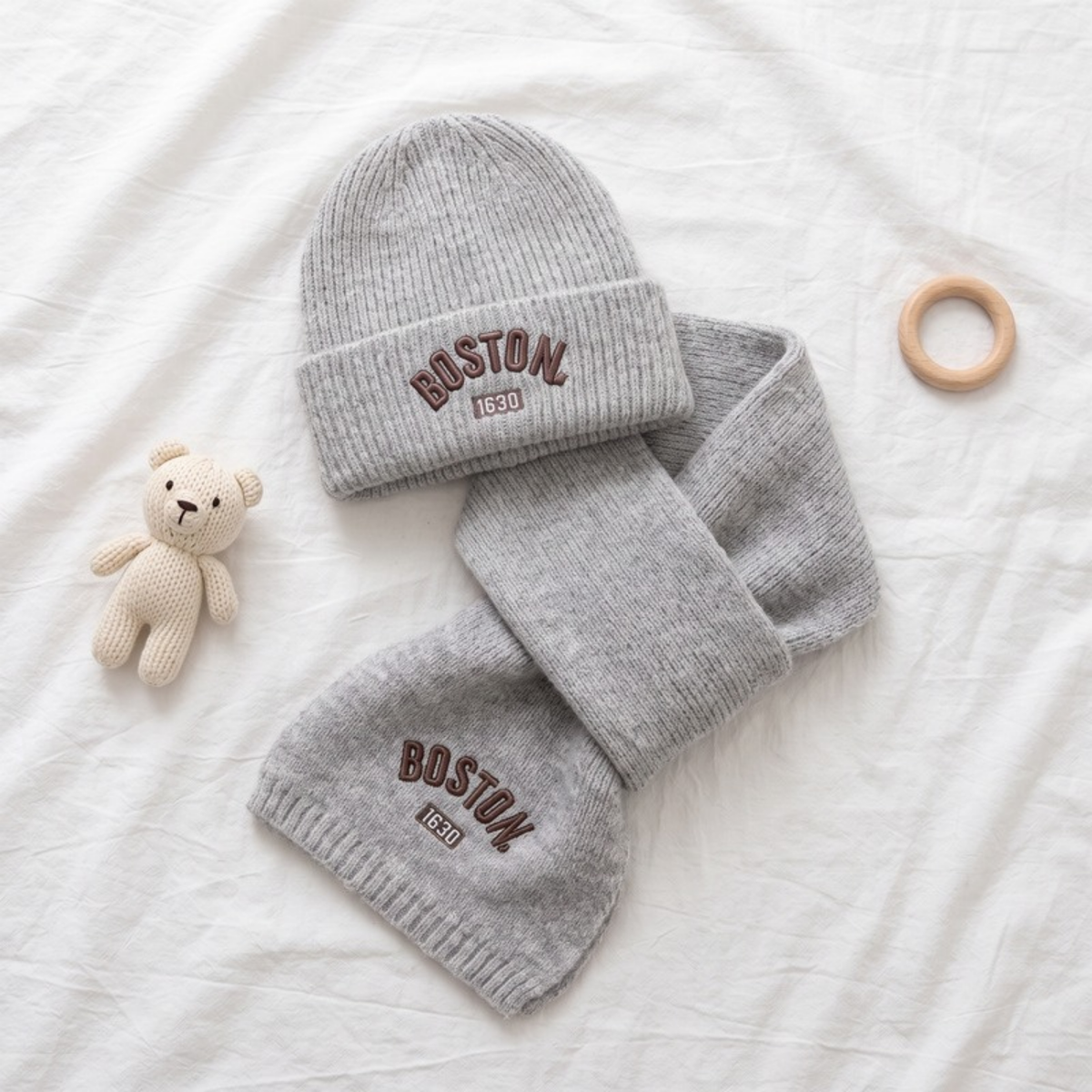 Lilo Knit Hat and Scarf Set - Grey