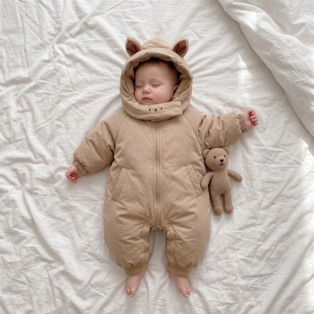 Lilo Padded Winter Jumpsuit - Tan Bear