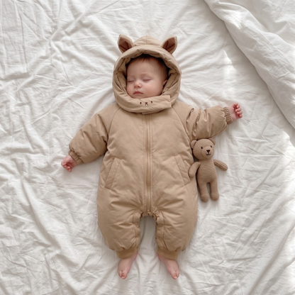 Lilo Padded Winter Jumpsuit - Tan Bear