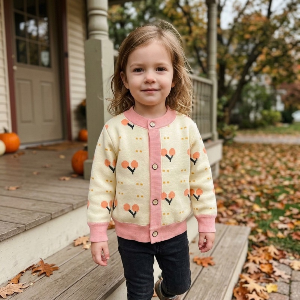 Lilo Thick Knit Button Cardigan - Peach Cherry