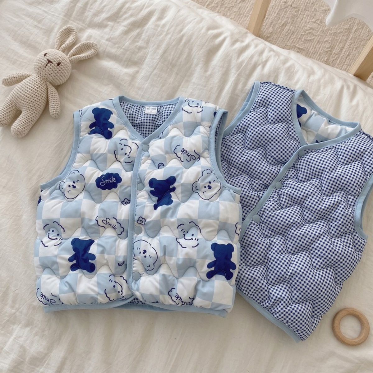 Lilo Reversible Printed Vest - Blue Bear