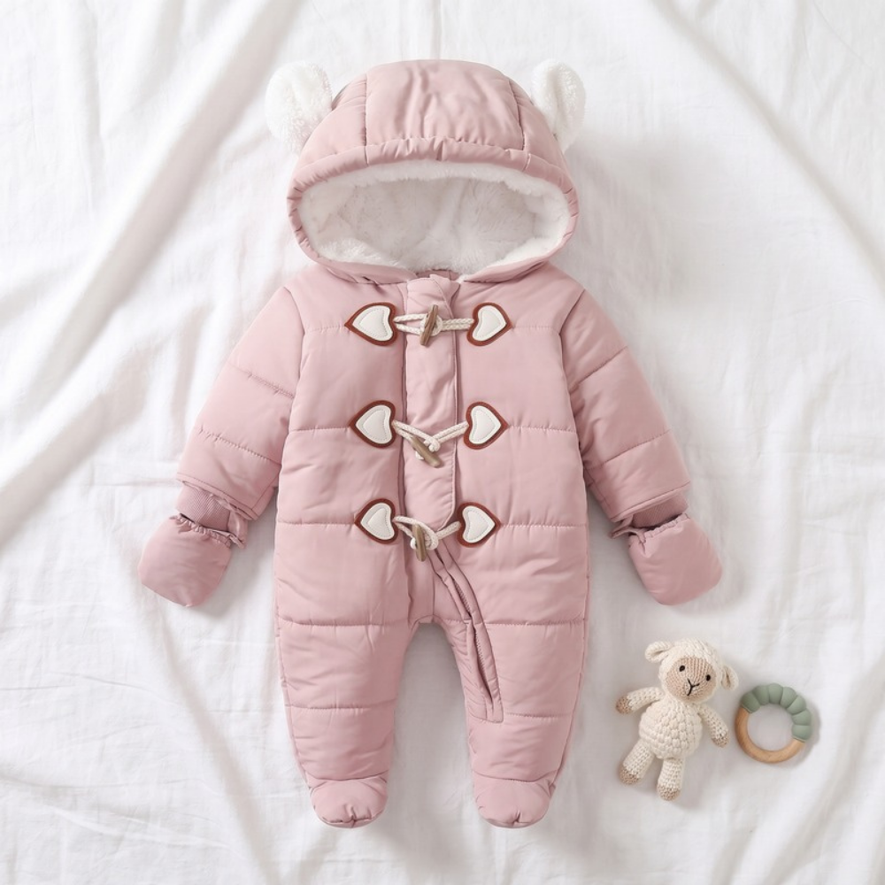 Lilo Hooded Fleece Baby Snowsuit - Pink
