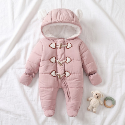 Lilo Hooded Fleece Baby Snowsuit - Pink