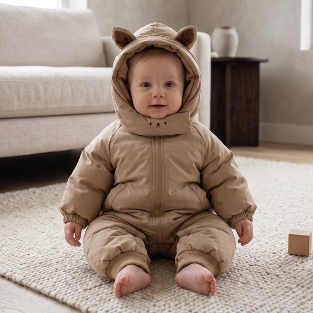 Lilo Padded Winter Jumpsuit - Tan Bear