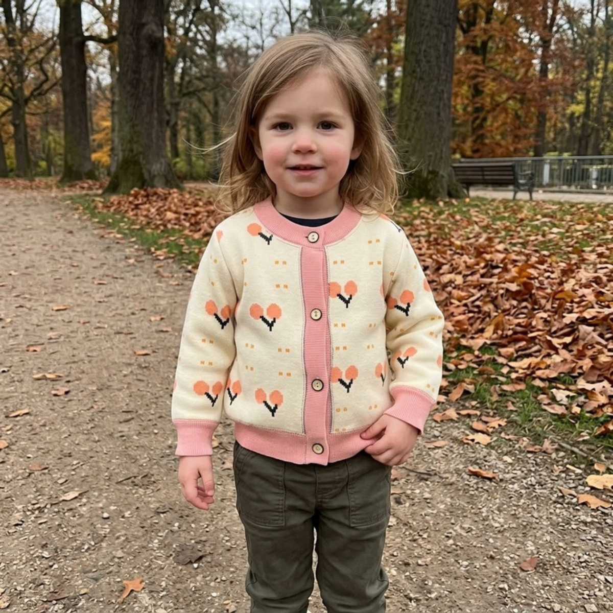 Lilo Thick Knit Button Cardigan - Peach Cherry