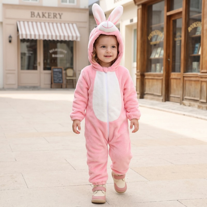 Lilo Festive Animal Hooded Romper - Pink Bunny
