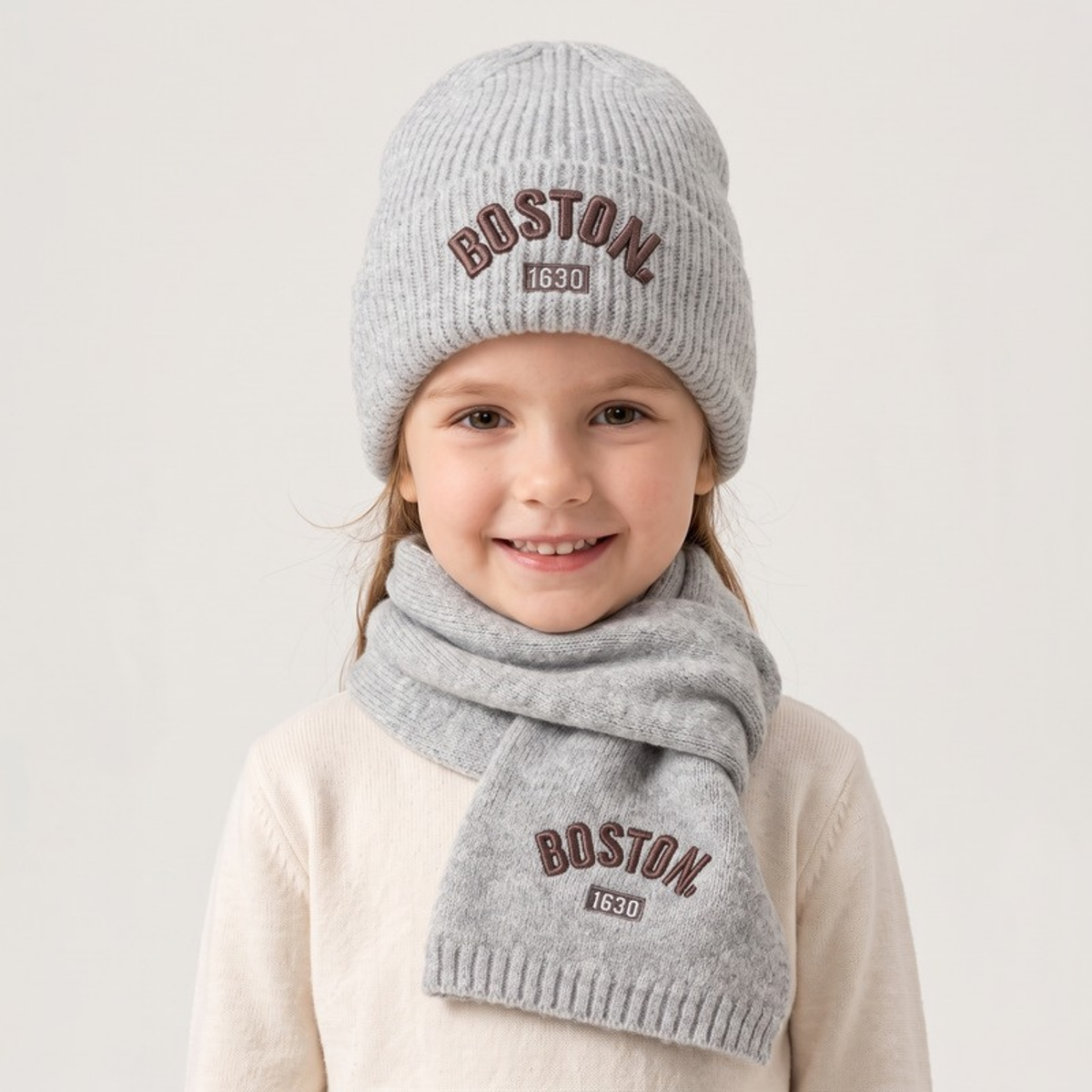 Lilo Knit Hat and Scarf Set - Grey