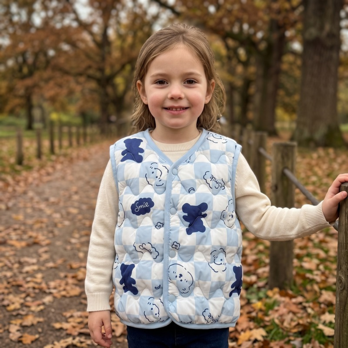 Lilo Reversible Printed Vest - Blue Bear