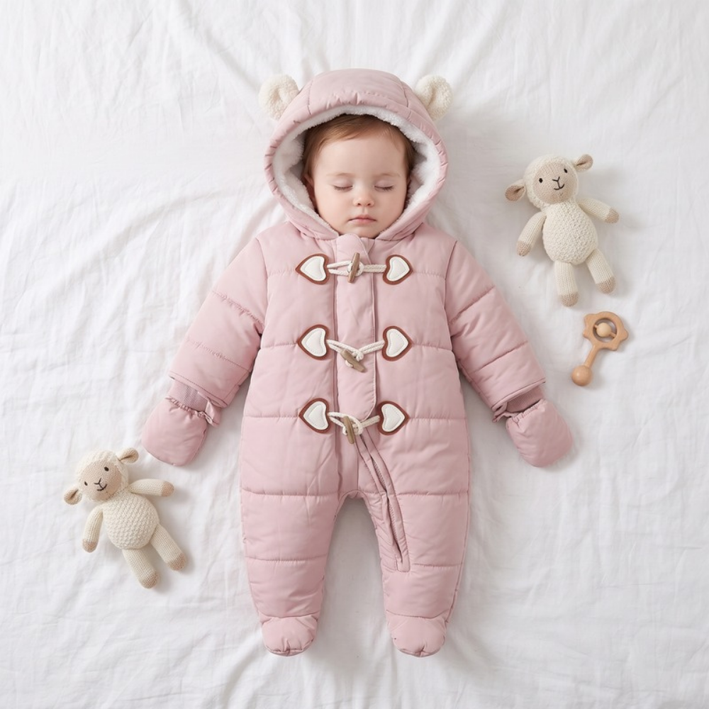 Lilo Hooded Fleece Baby Snowsuit - Pink