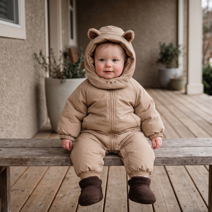 Lilo Padded Winter Jumpsuit - Tan Bear